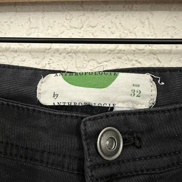 ANTHROPOLOGIE Cropped Pants Black Mid Rise Skinny Ankle Moto Grunge - Picture 8 of 13